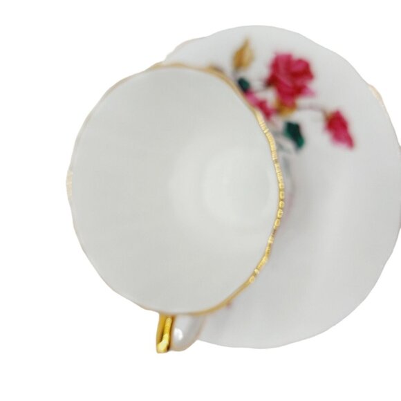 Vintage Royal London Tea Cup & Saucer Set white Red Rose Floral Numbered - Picture 12 of 14